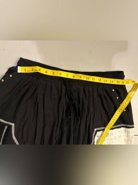 (NWOT) POL Boho Patchwork Lace Pants Women M Black